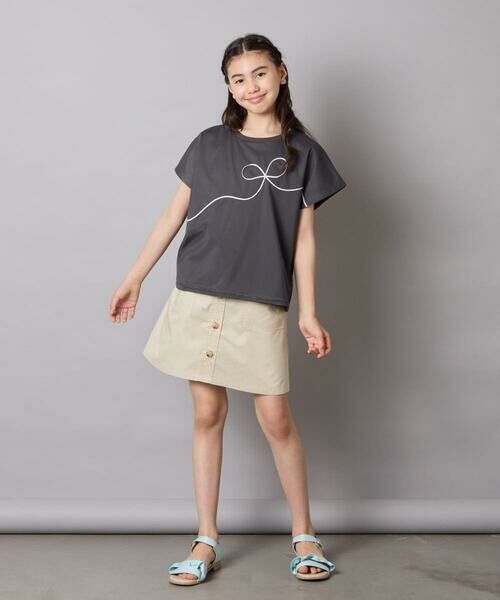 a.v.v / アー・ヴェ・ヴェ カットソー | 【接触冷感/ジメジメ対策】[100-160]リボンテープチュールドッキングTシャツ | 詳細14