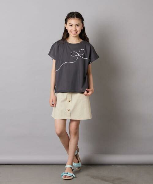 a.v.v / アー・ヴェ・ヴェ カットソー | 【接触冷感/ジメジメ対策】[100-160]リボンテープチュールドッキングTシャツ | 詳細15