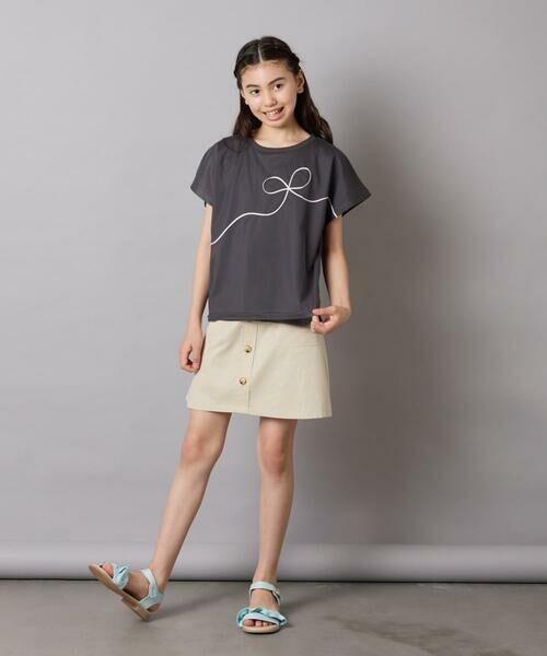 a.v.v / アー・ヴェ・ヴェ カットソー | 【接触冷感/ジメジメ対策】[100-160]リボンテープチュールドッキングTシャツ | 詳細16