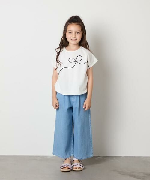 a.v.v / アー・ヴェ・ヴェ カットソー | 【接触冷感/ジメジメ対策】[100-160]リボンテープチュールドッキングTシャツ | 詳細4