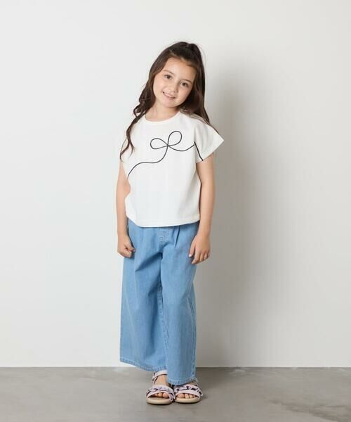 a.v.v / アー・ヴェ・ヴェ カットソー | 【接触冷感/ジメジメ対策】[100-160]リボンテープチュールドッキングTシャツ | 詳細5