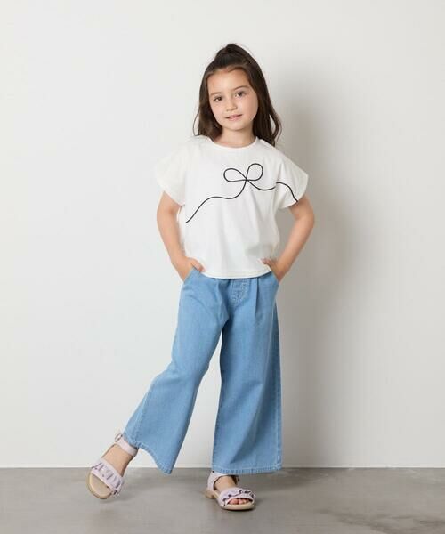 a.v.v / アー・ヴェ・ヴェ カットソー | 【接触冷感/ジメジメ対策】[100-160]リボンテープチュールドッキングTシャツ | 詳細6