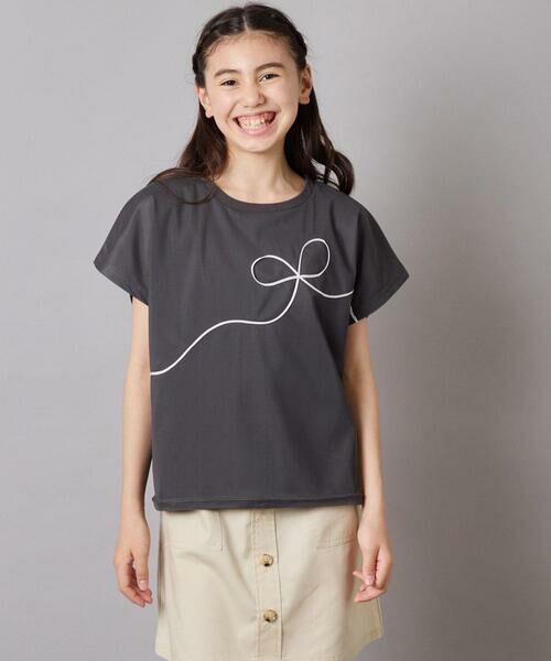 a.v.v / アー・ヴェ・ヴェ カットソー | 【接触冷感/ジメジメ対策】[100-160]リボンテープチュールドッキングTシャツ | 詳細24