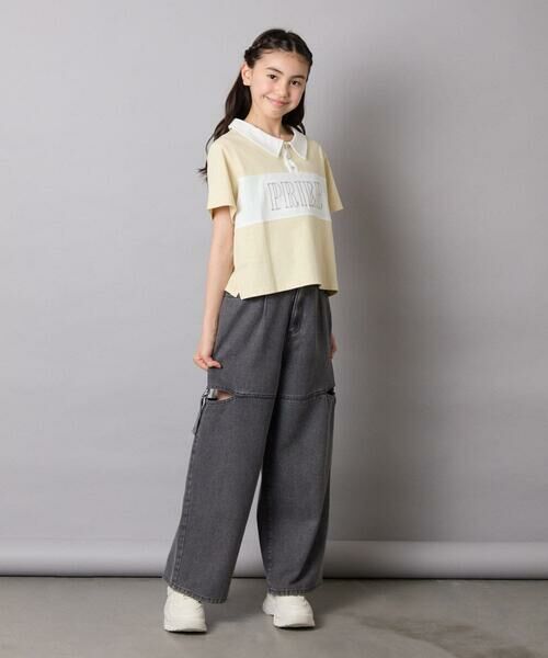 a.v.v / アー・ヴェ・ヴェ カットソー | 【接触冷感/ジメジメ対策】[130-160]えり付き切替ロゴTシャツ | 詳細4