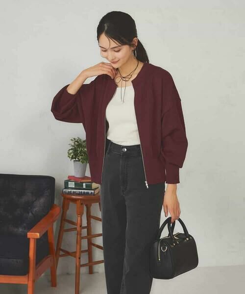 a.v.v / アー・ヴェ・ヴェ カーディガン・ボレロ | 【さらさらタッチ】ミニブークレWジップカーディガン | 詳細10
