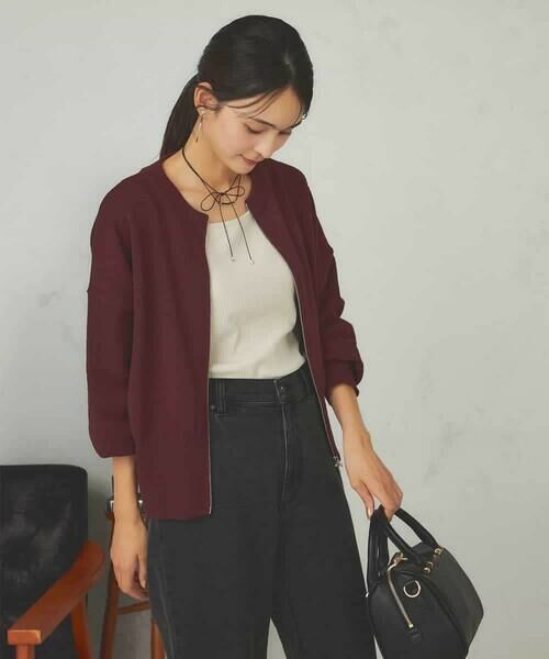 a.v.v / アー・ヴェ・ヴェ カーディガン・ボレロ | 【さらさらタッチ】ミニブークレWジップカーディガン | 詳細12