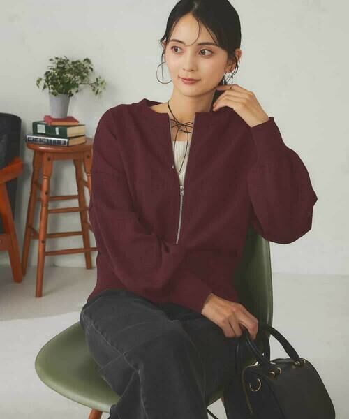 a.v.v / アー・ヴェ・ヴェ カーディガン・ボレロ | 【さらさらタッチ】ミニブークレWジップカーディガン | 詳細13