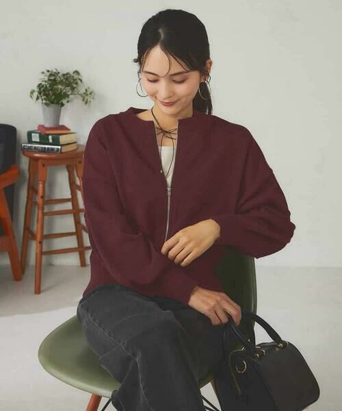 a.v.v / アー・ヴェ・ヴェ カーディガン・ボレロ | 【さらさらタッチ】ミニブークレWジップカーディガン | 詳細14