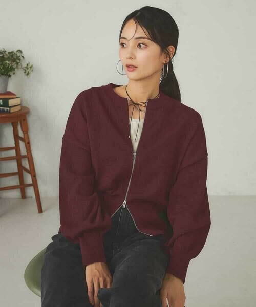 a.v.v / アー・ヴェ・ヴェ カーディガン・ボレロ | 【さらさらタッチ】ミニブークレWジップカーディガン | 詳細15