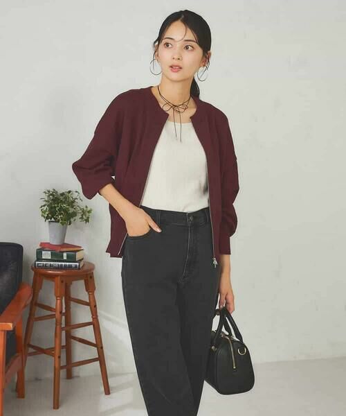 a.v.v / アー・ヴェ・ヴェ カーディガン・ボレロ | 【さらさらタッチ】ミニブークレWジップカーディガン | 詳細9