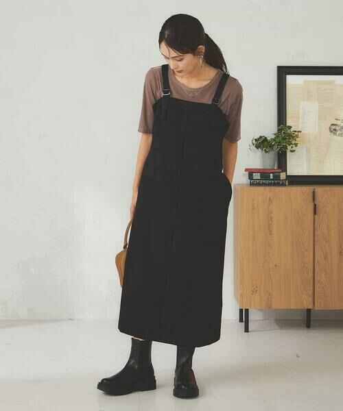 a.v.v / アー・ヴェ・ヴェ ロング・マキシ丈スカート | 【洗える】Iラインサスペンダー付きジャンスカ | 詳細12