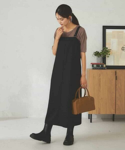 a.v.v / アー・ヴェ・ヴェ ロング・マキシ丈スカート | 【洗える】Iラインサスペンダー付きジャンスカ | 詳細13