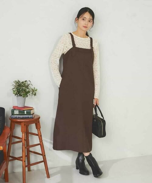 a.v.v / アー・ヴェ・ヴェ ロング・マキシ丈スカート | 【洗える】Iラインサスペンダー付きジャンスカ | 詳細3