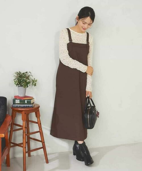 a.v.v / アー・ヴェ・ヴェ ロング・マキシ丈スカート | 【洗える】Iラインサスペンダー付きジャンスカ | 詳細4