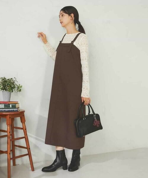 a.v.v / アー・ヴェ・ヴェ ロング・マキシ丈スカート | 【洗える】Iラインサスペンダー付きジャンスカ | 詳細7
