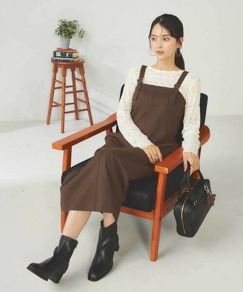 a.v.v / アー・ヴェ・ヴェ ロング・マキシ丈スカート | 【洗える】Iラインサスペンダー付きジャンスカ | 詳細8