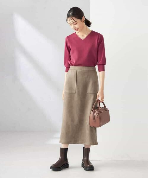a.v.v / アー・ヴェ・ヴェ ロング・マキシ丈スカート | 【ストレッチ/洗える】フェイクスエードナロースカート | 詳細20