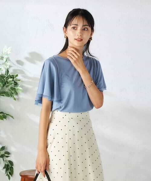 a.v.v / アー・ヴェ・ヴェ カットソー | 【接触冷感/UVカット/吸水速乾】チュールラッフルスリーブカットソー | 詳細3