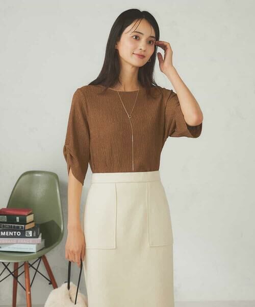 a.v.v / アー・ヴェ・ヴェ カットソー | 袖ギャザー楊柳カットソー | 詳細1