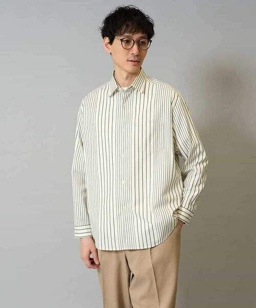 a.v.v / アー・ヴェ・ヴェ シャツ・ブラウス | 【洗濯機で洗える】ランダムストライプツイルワイドシルエットシャツ | 詳細15