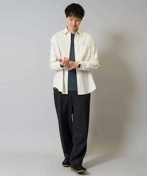 a.v.v / アー・ヴェ・ヴェ シャツ・ブラウス | 【洗濯機で洗える】ランダムストライプツイルワイドシルエットシャツ | 詳細9