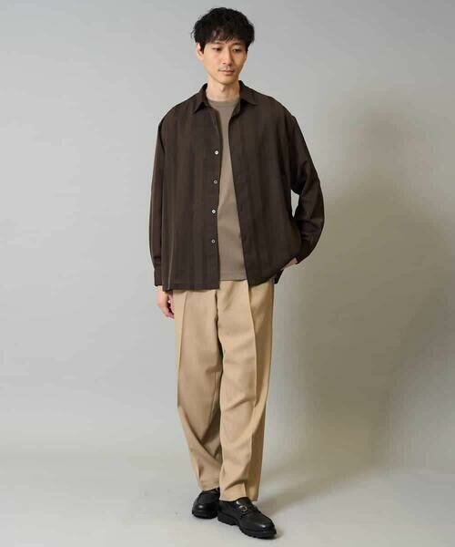 a.v.v / アー・ヴェ・ヴェ シャツ・ブラウス | 【イージーケア/速乾】カラミストライプワイドシルエットシャツ【洗濯機で洗える】 | 詳細1