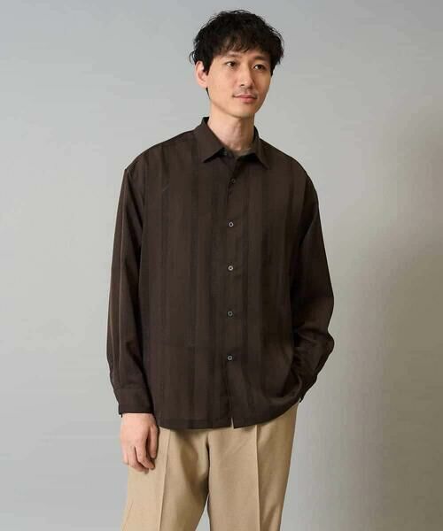 a.v.v / アー・ヴェ・ヴェ シャツ・ブラウス | 【イージーケア/速乾】カラミストライプワイドシルエットシャツ【洗濯機で洗える】 | 詳細13