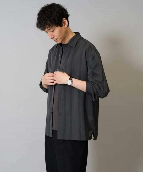 a.v.v / アー・ヴェ・ヴェ シャツ・ブラウス | 【イージーケア/速乾】カラミストライプワイドシルエットシャツ【洗濯機で洗える】 | 詳細17
