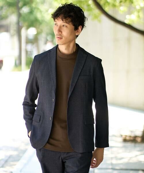 a.v.v/アー・ヴェ・ヴェ デニムライクストレッチスマートジャケット【イージーケア/洗濯機で洗える】〈ON/OFF SERIES〉 ネイビー M