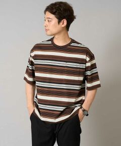 a.v.v / アー・ヴェ・ヴェ カットソー | 【接触冷感/毛玉になりにくい】マルチボーダーワイドシルエットカットソー