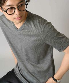 a.v.v / アー・ヴェ・ヴェ カットソー | 【イージーケア/接触冷感】千鳥柄ジャカードＶネックカットソー　通勤　ビジネス　ジャケット