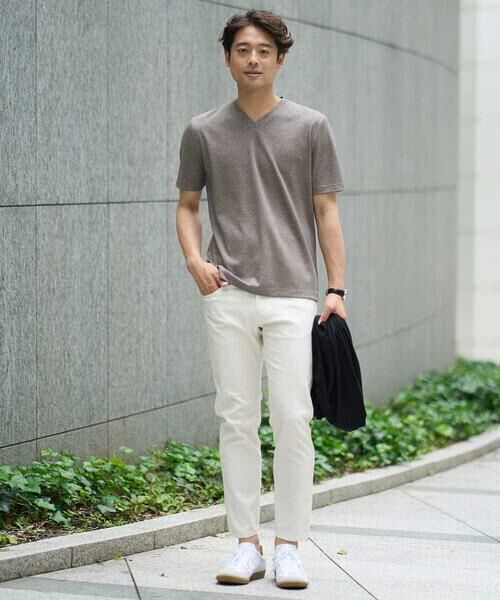 a.v.v / アー・ヴェ・ヴェ カットソー | 【イージーケア/接触冷感】千鳥柄ジャカードＶネックカットソー　通勤　ビジネス　ジャケット | 詳細1