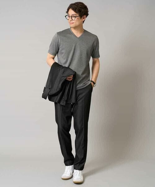 a.v.v / アー・ヴェ・ヴェ カットソー | 【イージーケア/接触冷感】千鳥柄ジャカードＶネックカットソー　通勤　ビジネス　ジャケット | 詳細10