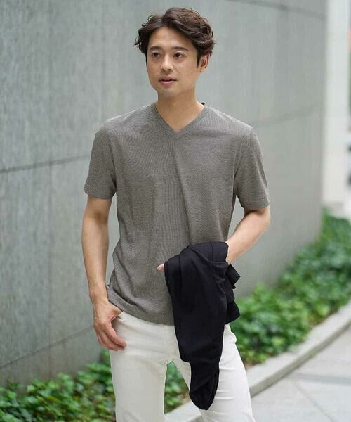 a.v.v / アー・ヴェ・ヴェ カットソー | 【イージーケア/接触冷感】千鳥柄ジャカードＶネックカットソー　通勤　ビジネス　ジャケット | 詳細15