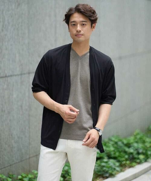 a.v.v / アー・ヴェ・ヴェ カットソー | 【イージーケア/接触冷感】千鳥柄ジャカードＶネックカットソー　通勤　ビジネス　ジャケット | 詳細16