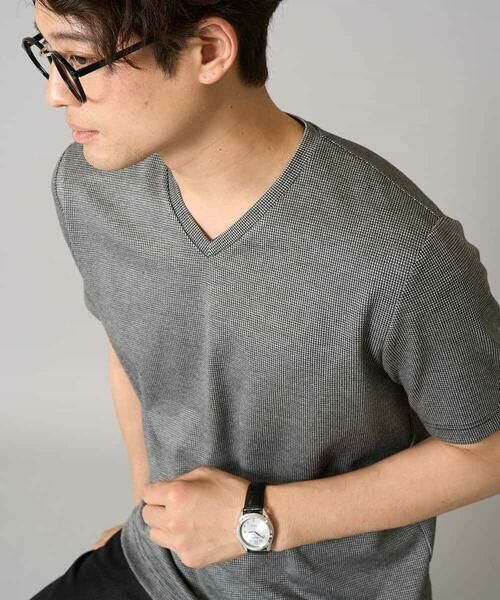 a.v.v / アー・ヴェ・ヴェ カットソー | 【イージーケア/接触冷感】千鳥柄ジャカードＶネックカットソー　通勤　ビジネス　ジャケット | 詳細18