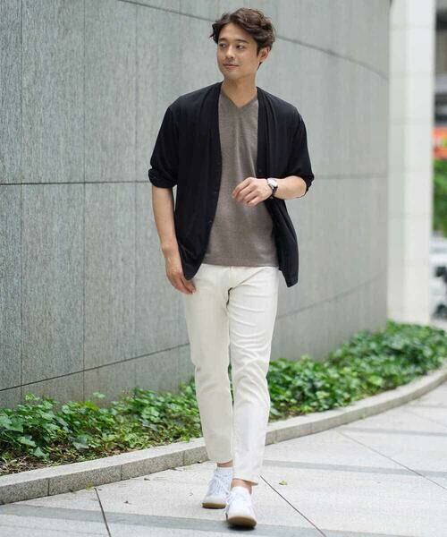 a.v.v / アー・ヴェ・ヴェ カットソー | 【イージーケア/接触冷感】千鳥柄ジャカードＶネックカットソー　通勤　ビジネス　ジャケット | 詳細7