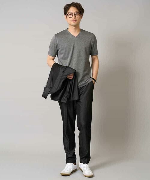 a.v.v / アー・ヴェ・ヴェ カットソー | 【イージーケア/接触冷感】千鳥柄ジャカードＶネックカットソー　通勤　ビジネス　ジャケット | 詳細9