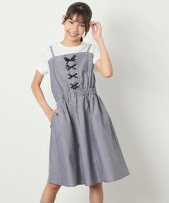 a.v.v / アー・ヴェ・ヴェ ロング・マキシ丈ワンピース | [120-160]【接触冷感/ジメジメ対策】フロントレースアップドッキングワンピース