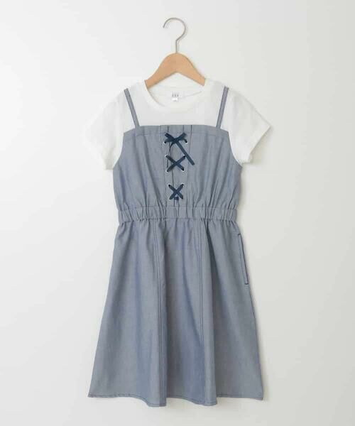 a.v.v / アー・ヴェ・ヴェ ロング・マキシ丈ワンピース | [120-160]【接触冷感/ジメジメ対策】フロントレースアップドッキングワンピース | 詳細1