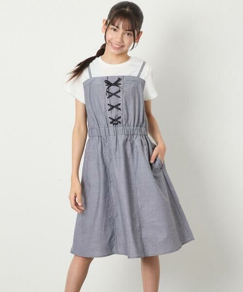 a.v.v / アー・ヴェ・ヴェ ロング・マキシ丈ワンピース | [120-160]【接触冷感/ジメジメ対策】フロントレースアップドッキングワンピース | 詳細10