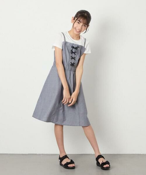 a.v.v / アー・ヴェ・ヴェ ロング・マキシ丈ワンピース | [120-160]【接触冷感/ジメジメ対策】フロントレースアップドッキングワンピース | 詳細12