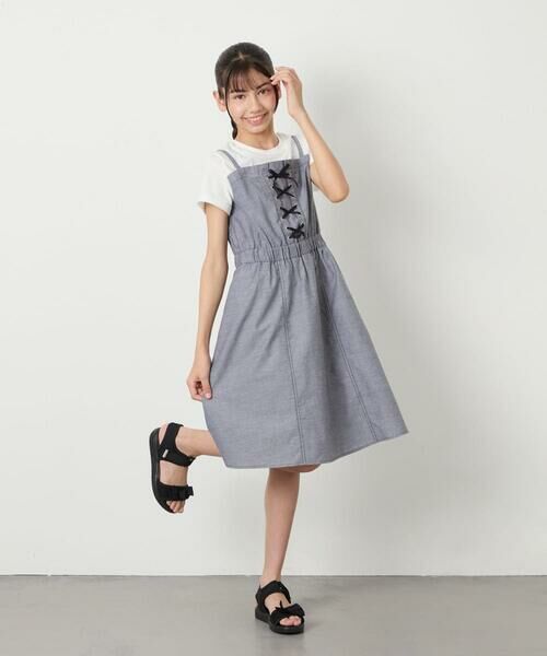 a.v.v / アー・ヴェ・ヴェ ロング・マキシ丈ワンピース | [120-160]【接触冷感/ジメジメ対策】フロントレースアップドッキングワンピース | 詳細13