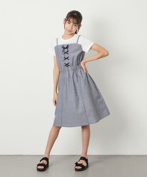 a.v.v / アー・ヴェ・ヴェ ロング・マキシ丈ワンピース | [120-160]【接触冷感/ジメジメ対策】フロントレースアップドッキングワンピース | 詳細14