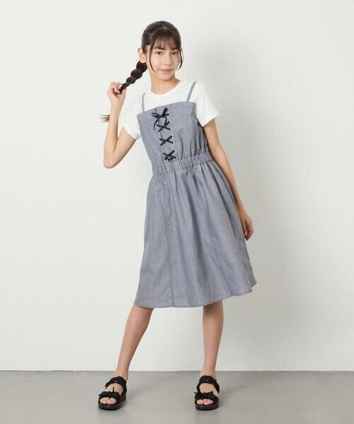 a.v.v / アー・ヴェ・ヴェ ロング・マキシ丈ワンピース | [120-160]【接触冷感/ジメジメ対策】フロントレースアップドッキングワンピース | 詳細16