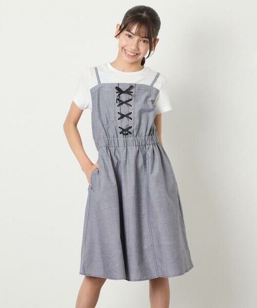 a.v.v / アー・ヴェ・ヴェ ロング・マキシ丈ワンピース | [120-160]【接触冷感/ジメジメ対策】フロントレースアップドッキングワンピース | 詳細8
