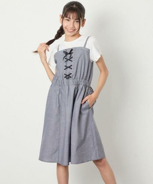 a.v.v / アー・ヴェ・ヴェ ロング・マキシ丈ワンピース | [120-160]【接触冷感/ジメジメ対策】フロントレースアップドッキングワンピース | 詳細9