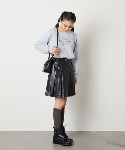 a.v.v / アー・ヴェ・ヴェ ミニ・ひざ丈スカート | [120-160]フェイクレザープリーツスカート | 詳細7