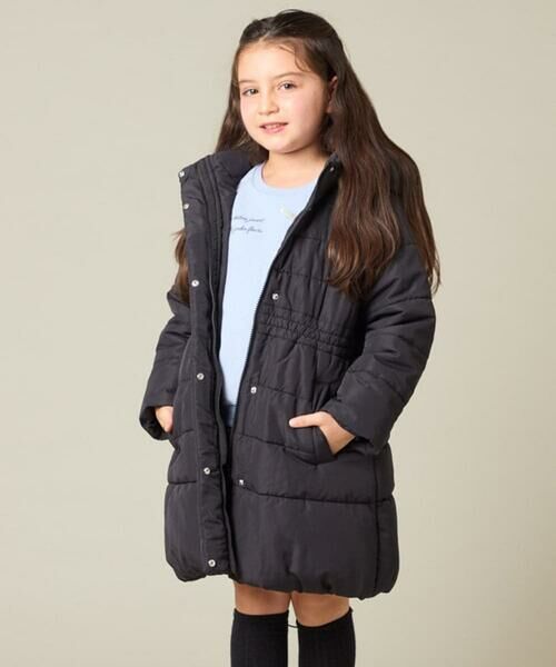 a.v.v [100-160]【フード取り外し可能/お家で洗える】フィット＆フレア中綿ロングコート ¥7,910