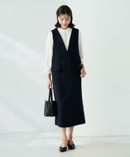 a.v.v/アー・ヴェ・ヴェ ペプラムドッキングワンピース ネイビー S